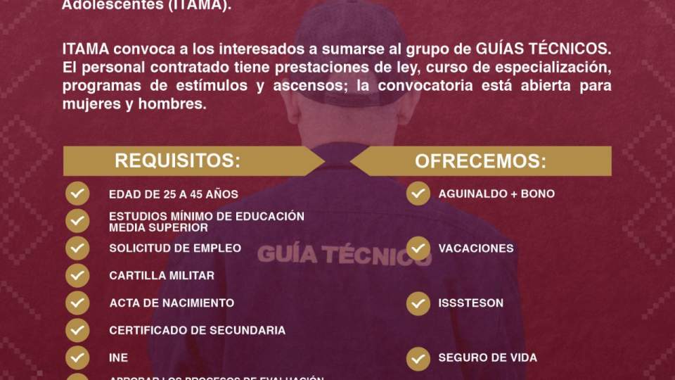 Anuncia Gobierno de Sonora convocatoria para Guía Técnico en ITAMA